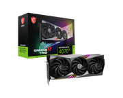 MSI GeForce RTX 4070 Ti GAMING X TRIO 12G – retail box and triple-fan graphics card