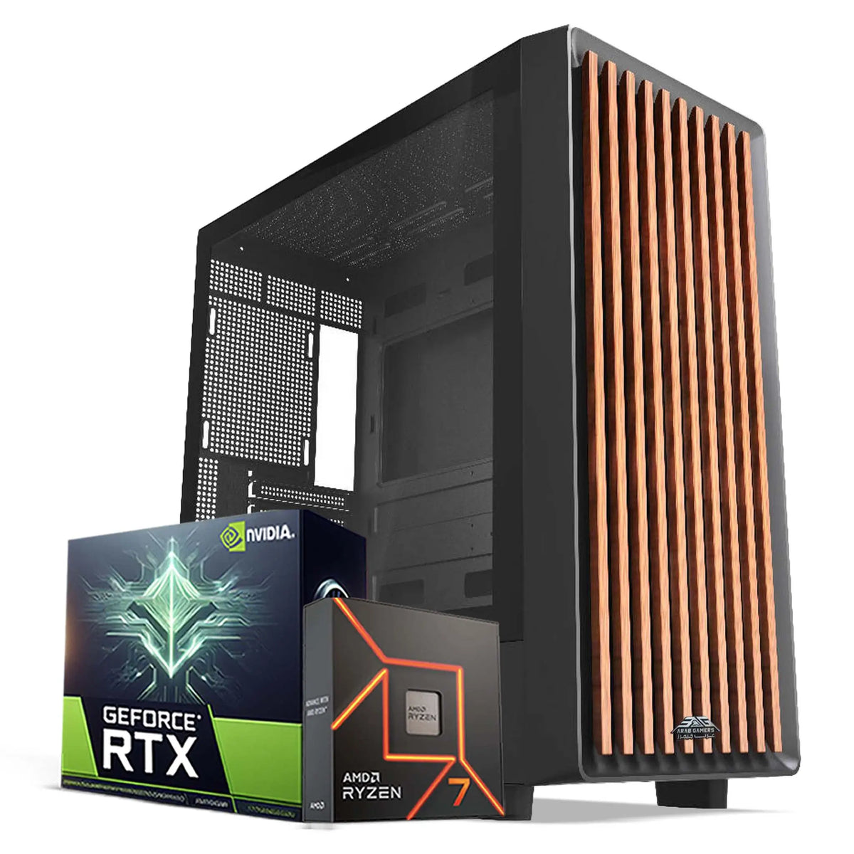 Neuron Gaming PC, AMD Ryzen 7 7700, NVIDIA GeForce RTX 5060 Ti 8GB Graphics, 16GB DDR5 RAM, 1TB NVMe SSD, Windows 11 Pro, RGB Black Wood Gaming Case