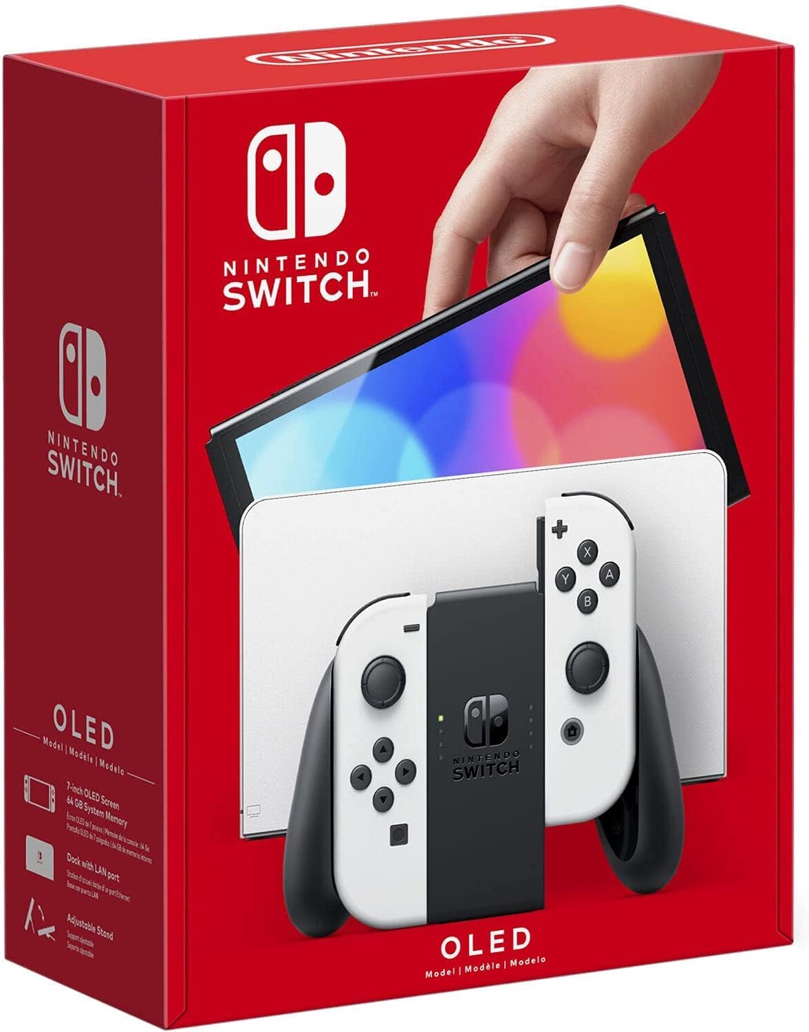 Nintendo Switch OLED Display Handheld Gaming Console with White Controllers and Dock - 7