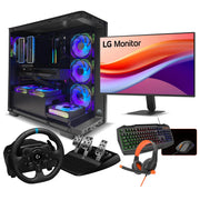 Racing Ready Combo Gaming PC, Intel Core i5-14400F, NVIDIA GeForce RTX 5060 8GB Graphics Card, RGB 32GB DDR5 RAM, 1TB PCIe NVMe M.2 SSD, Windows 11 Pro, RGB Black Gaming Case