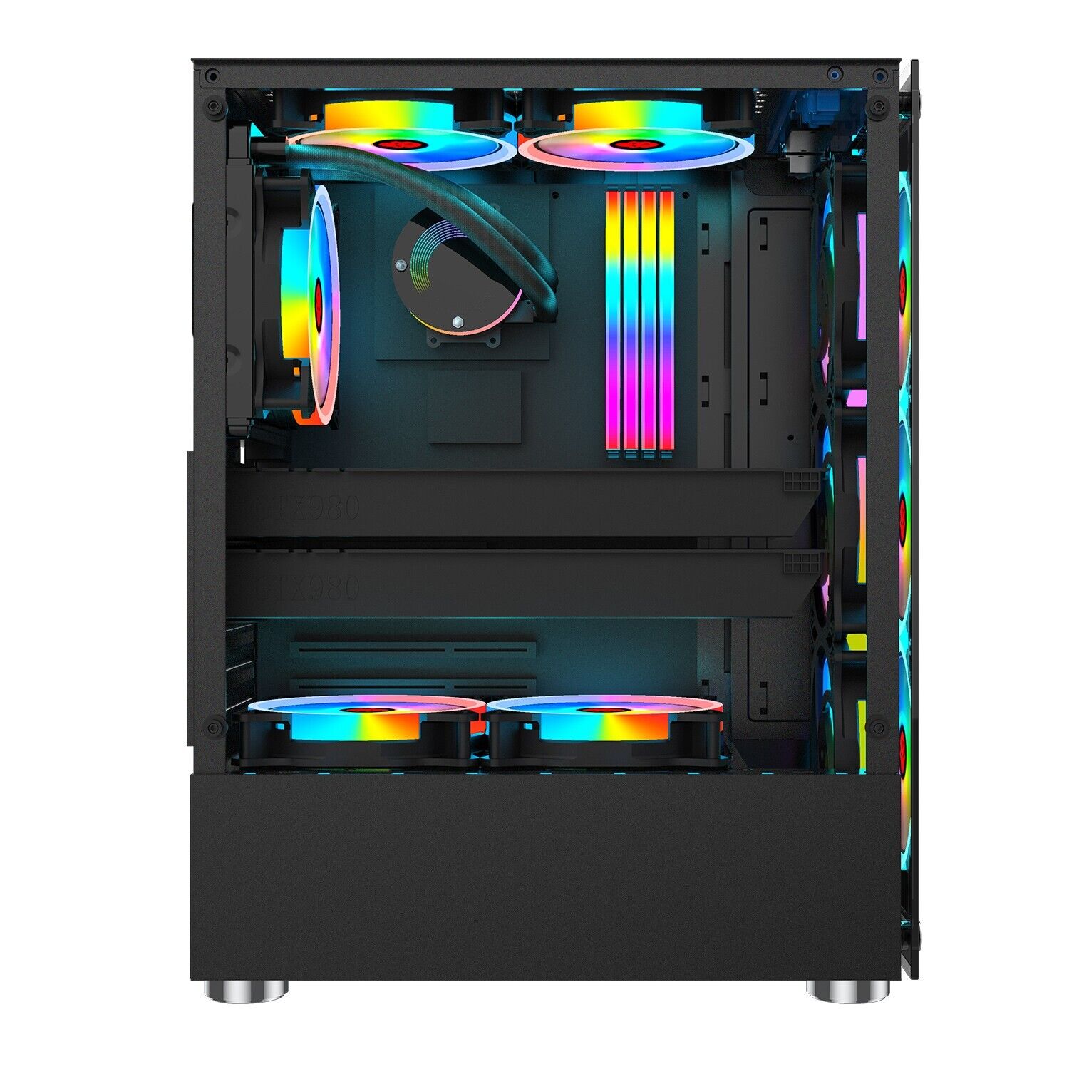 Phoenix ATX/M-ATX/ITX Gaming PC Desktop Computer Case Black with Side Tempered Glass Panels with 5 Fan Support