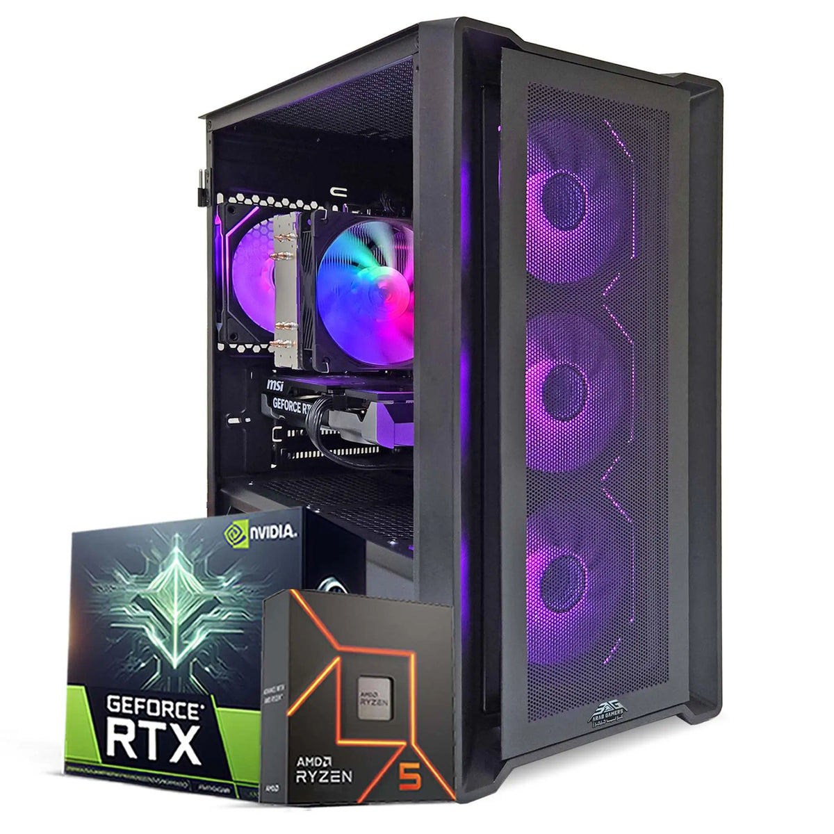Spectrum Pulse Gaming PC with Ryzen 5 7500F and RTX 5060 in RGB black case