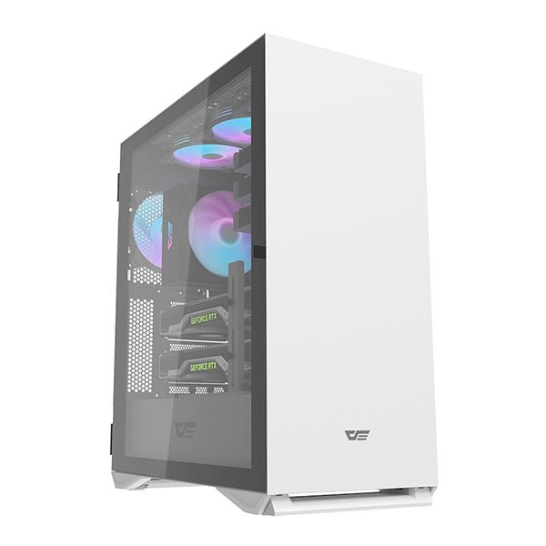 DarkFlash DLX22 Neo EATX PC Case with 3 RGB Fans, Hinge-connected Side Panel, Supports up to 360mm Radiator & 5x 120mm Fans, Better Cable Mgt, 2x USB 3.0, White | DLX 22 - WHITE