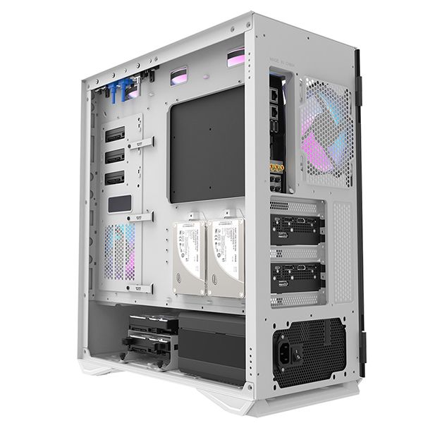 DarkFlash DLX22 Neo EATX PC Case with 3 RGB Fans, Hinge-connected Side Panel, Supports up to 360mm Radiator & 5x 120mm Fans, Better Cable Mgt, 2x USB 3.0, White | DLX 22 - WHITE