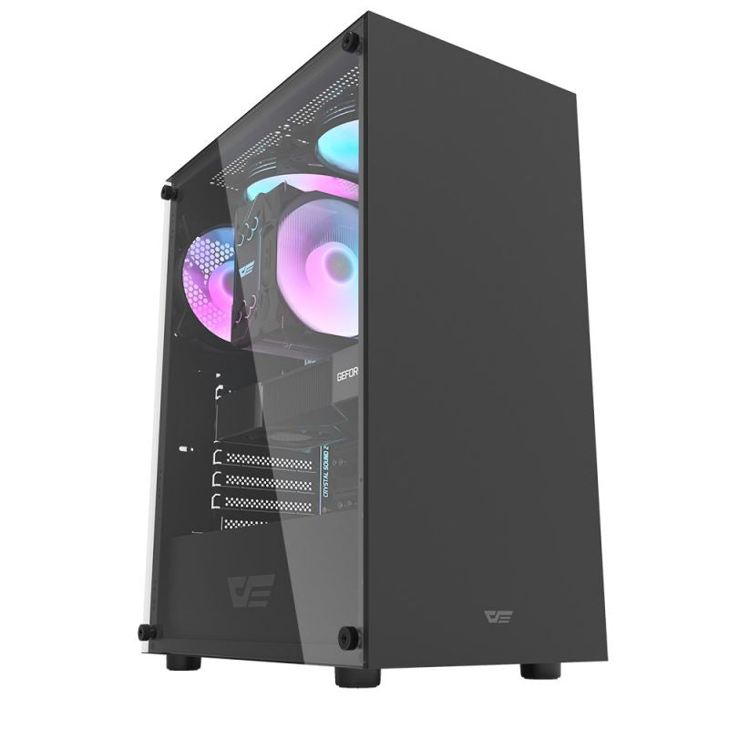Darkflash DK100 M-ATX PC Case, Single Tempered Glass Side Panel, Air Inlets Located Front Panel, Supports Up to 160mm Radiator & Up to 6x 120mm Fans, USB3.0/2.0 (Fans Not Included)