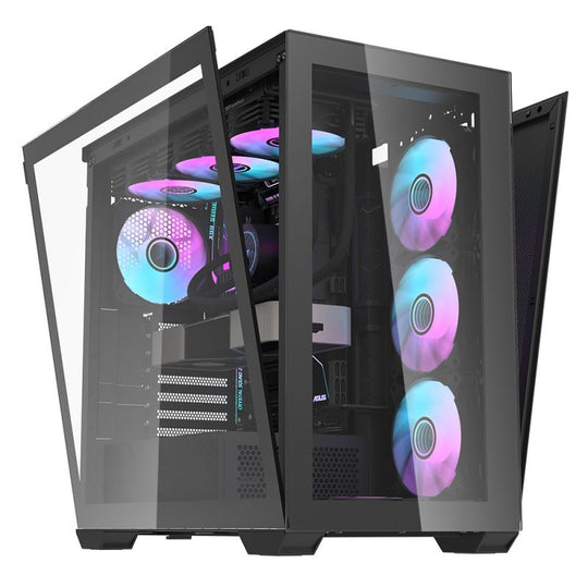 The Dark Horse Gaming PC. This powerhouse features the cutting-edge AMD Ryzen 9 7950X processor, ensuring smooth multitasking and blazing-fast performance. The NVIDIA RTX 4080 graphics card with 16GB of GDDR6X memory delivers stunning visuals and future-proofs your gaming experience. With a massive 64GB of DDR5 RAM and a lightning-quick 2TB NVMe SSD, load times are a thing of the past.  Dominate the competition and experience unparalleled immersion