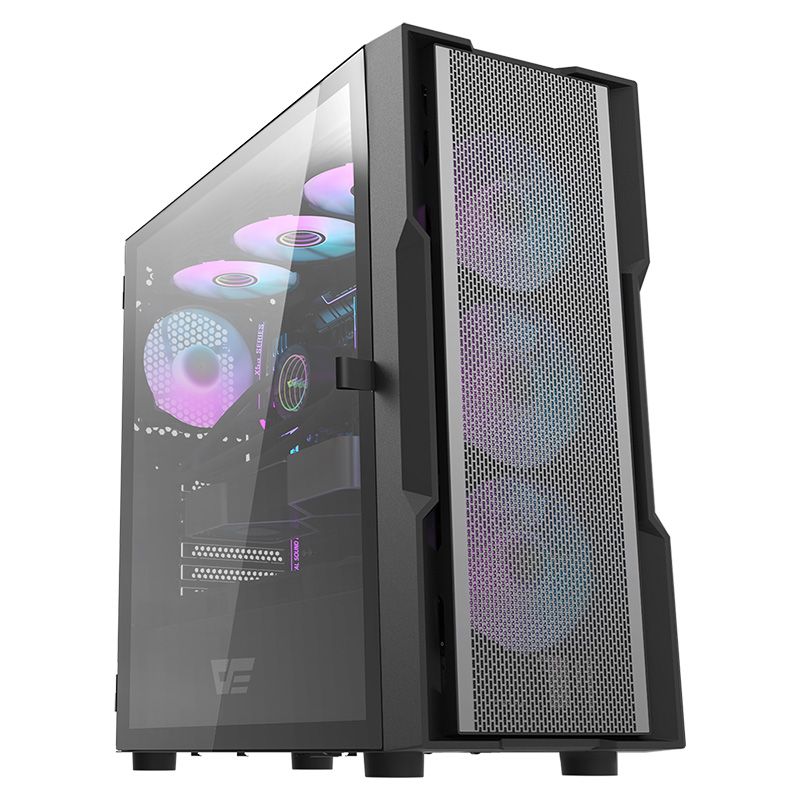DarkFlash DK431 PC Case ATX Mid Tower Case High Cooling Performance High Compatibility Gaming Case with USB 3.0 Interface, Mesh Front Panel (4 ARGB fans Pre- Installed)