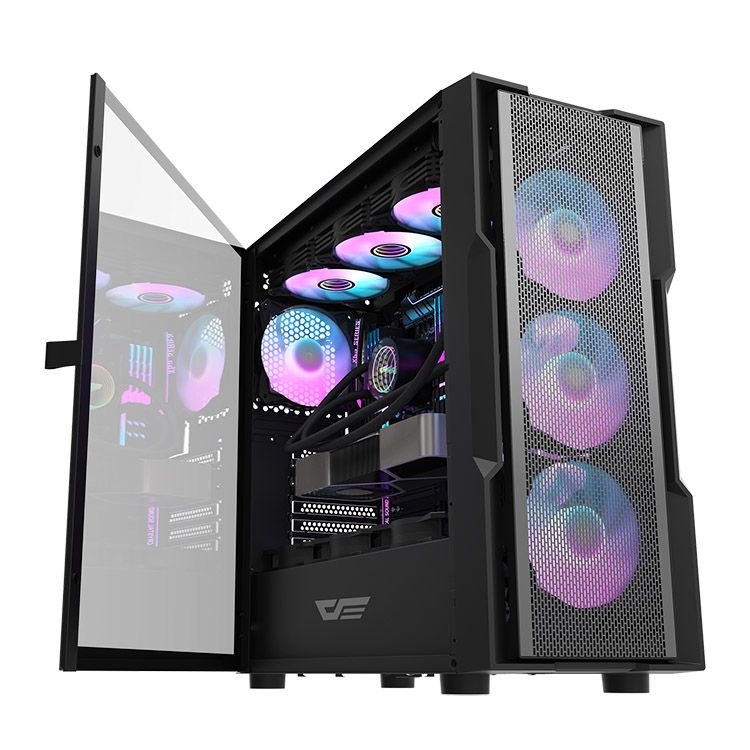 DarkFlash DK431 PC Case ATX Mid Tower Case High Cooling Performance High Compatibility Gaming Case with USB 3.0 Interface, Mesh Front Panel (4 ARGB fans Pre- Installed)
