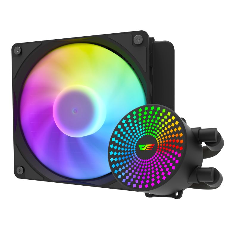 DarkFlash Radiant DC 120 ARGB Liquid CPU Cooler, Supports Both Intel and AMD, 330mm Pipe Length, 3200 RPM Speed, 84.2CFM Airflow, 7.20W Power Consumption, Black | DC-120