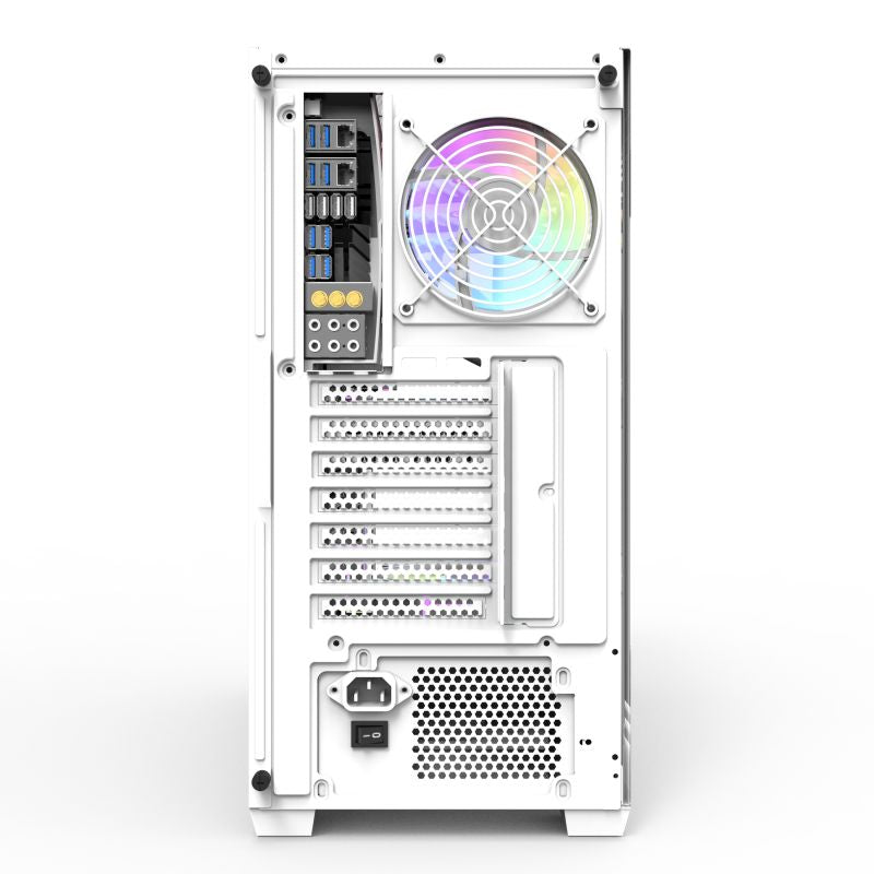 DarkFlash DS900 ATX Computer Case, 9x Pre-Installed aRGB Fans, Up to 360mm Radiator & 10x Fans Support, SPCC + Tempered Glass Materials, USB-C / USB-A x2 / HD Audio Ports, White