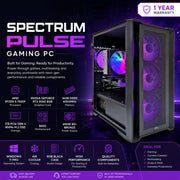 Spectrum Pulse Gaming PC with Windows 11 Pro and 1TB SSD storage