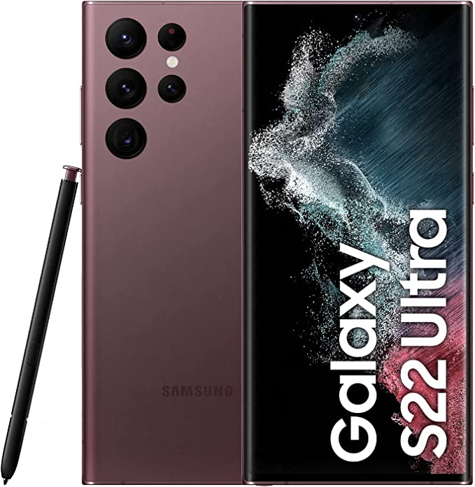 Samsung Galaxy S22 Ultra 5G Mobile Phone 256GB Dual SIM Android Smartphone Burgundy (UAE Version)