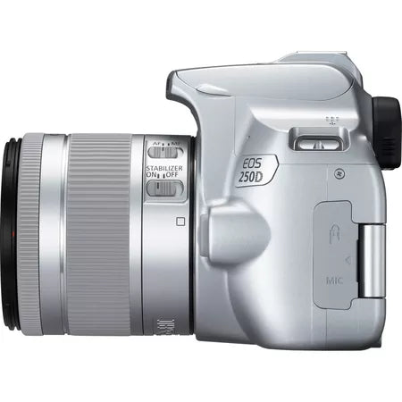 Canon EOS 250D Body, Silver and EF-S 18-55mm