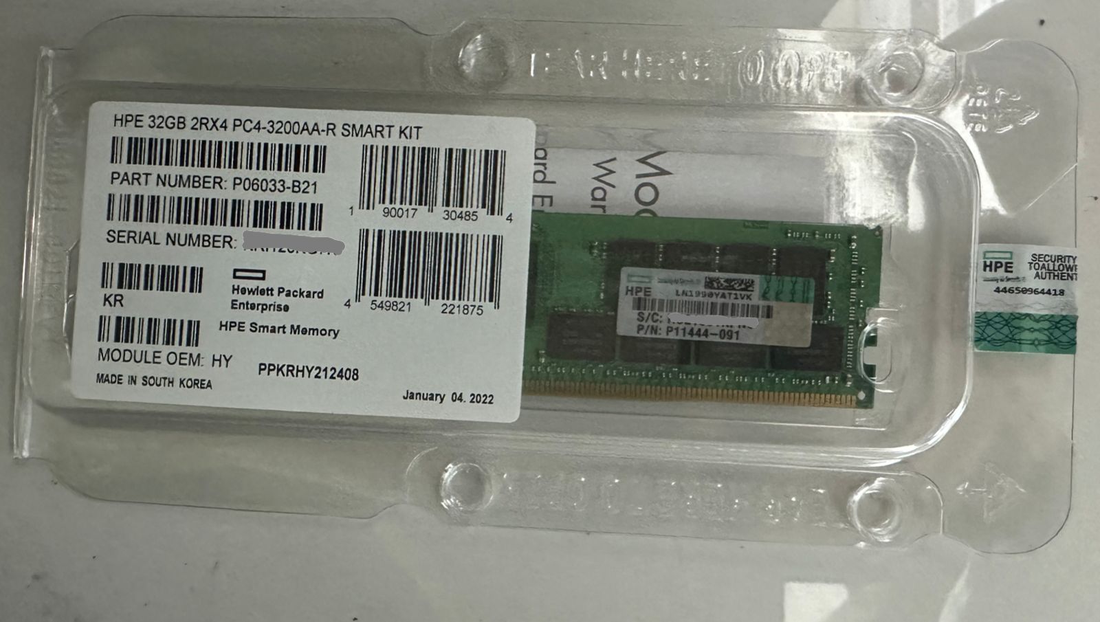 HPE 32-GB (1 x 32GB) Dual Rank x4 DDR4-3200