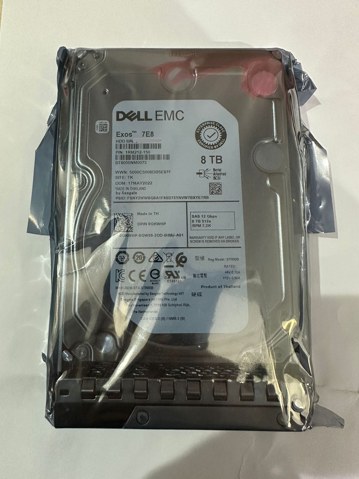 Dell 8TB 12G 7.2K 3.5 SAS With X7K8W Open Box (0GKWHP)