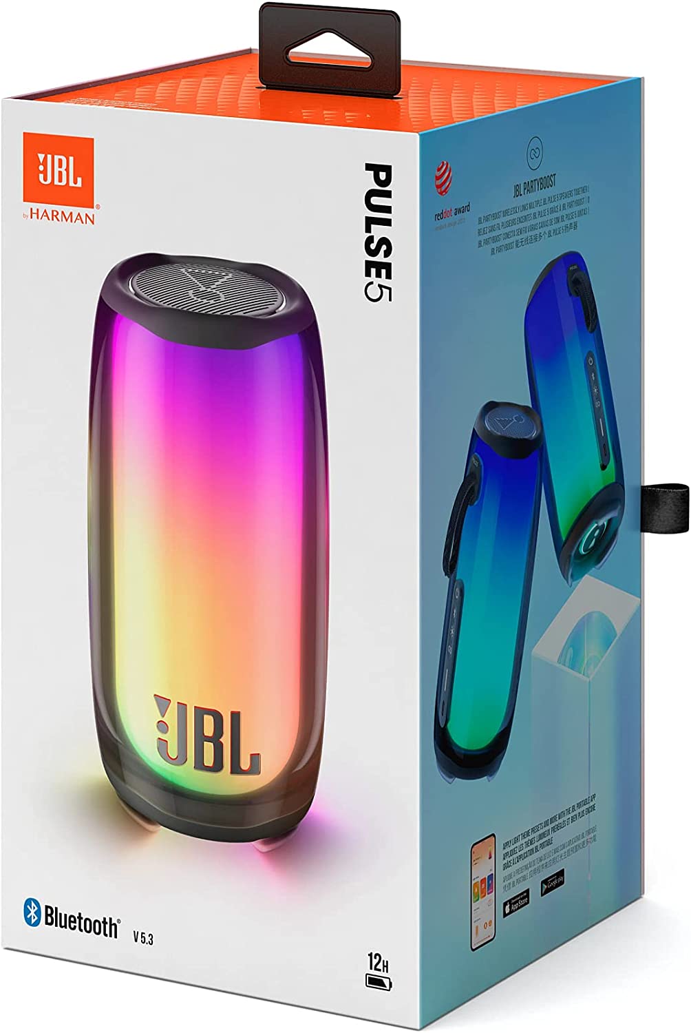 JBL Pulse 5 Portable Bluetooth Speaker with Eye-Catching 360-Degree Lightshow, JBL Original Pro Sound, IP67 Waterproof & Dustproof, 12 Hours Battery, Wireless Streaming - Black, JBLPULSE5BLK